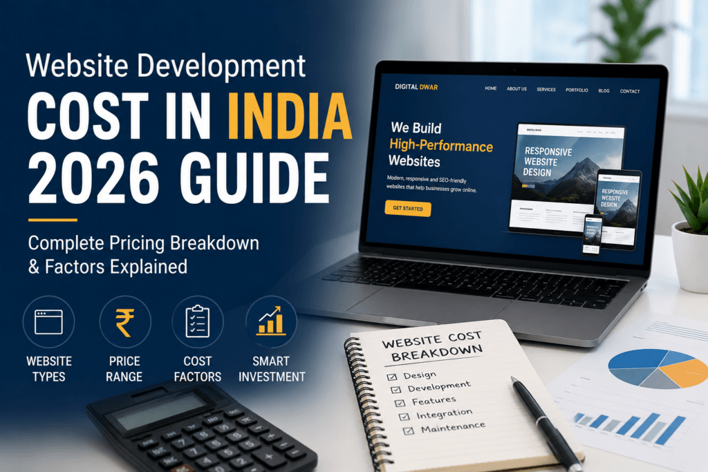 Website development cost in India 2026 guide showing pricing breakdown and factors affecting website development cost