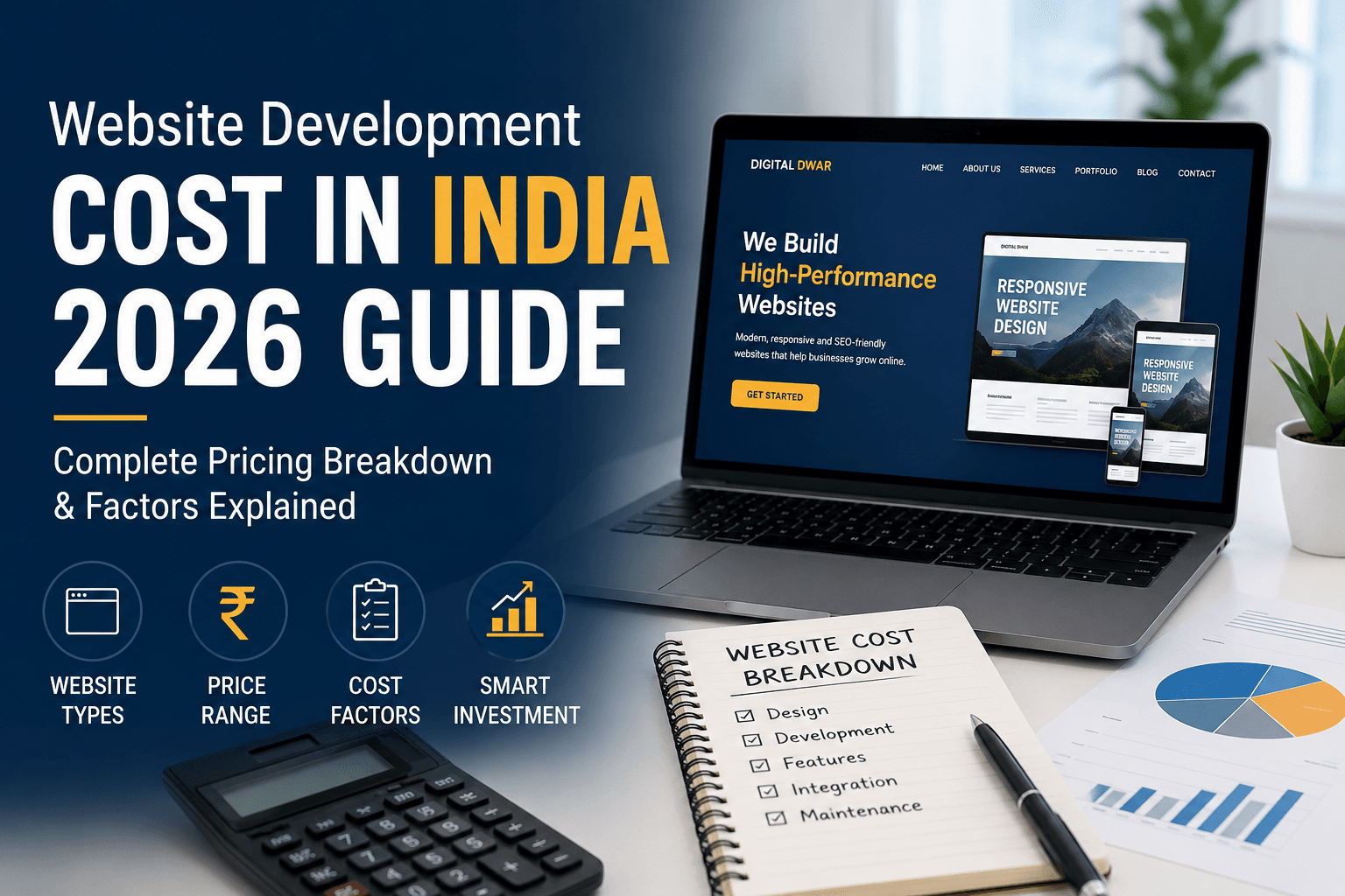 Website development cost in India 2026 guide showing pricing breakdown and factors affecting website development cost