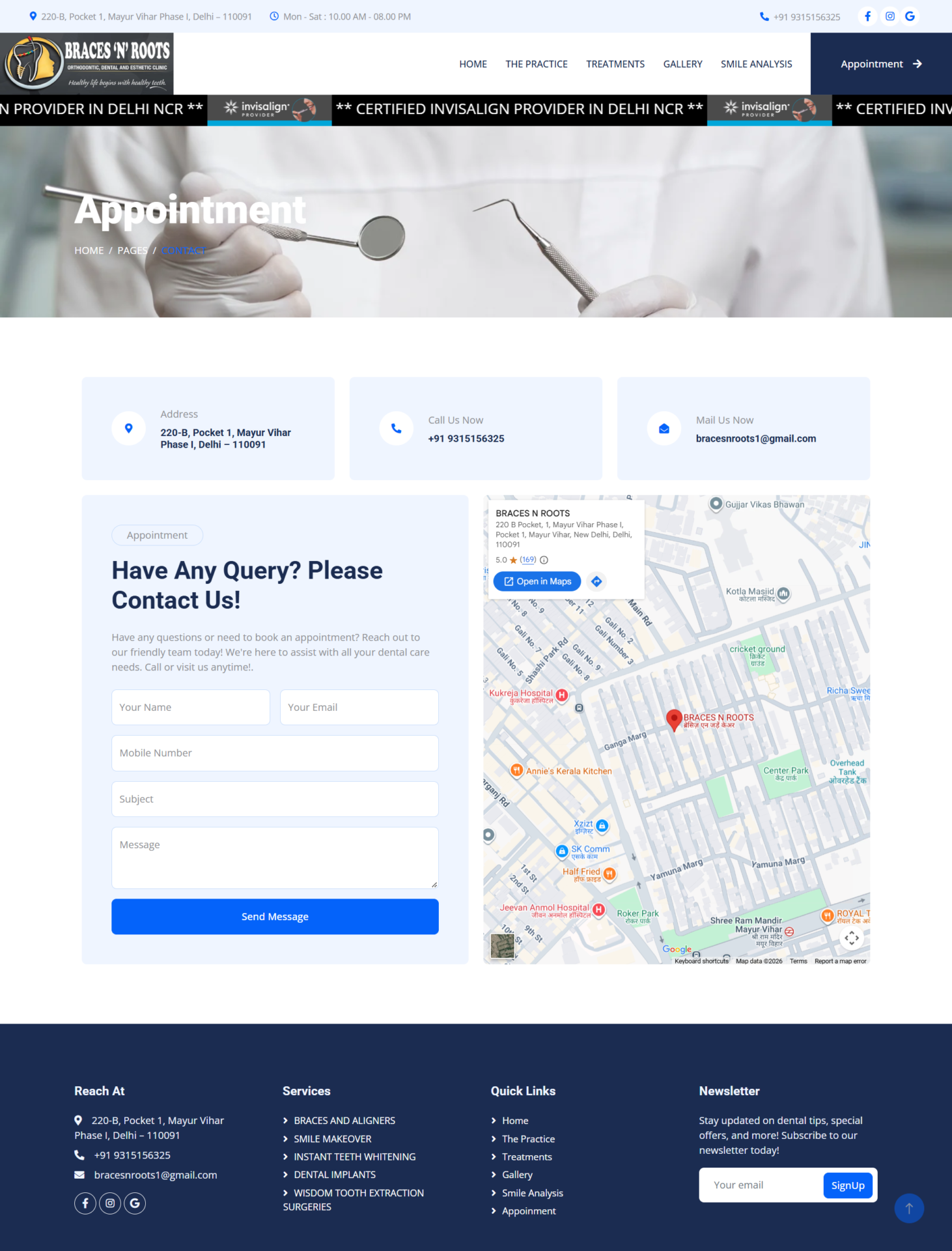 Braces N Roots healthcare website development project