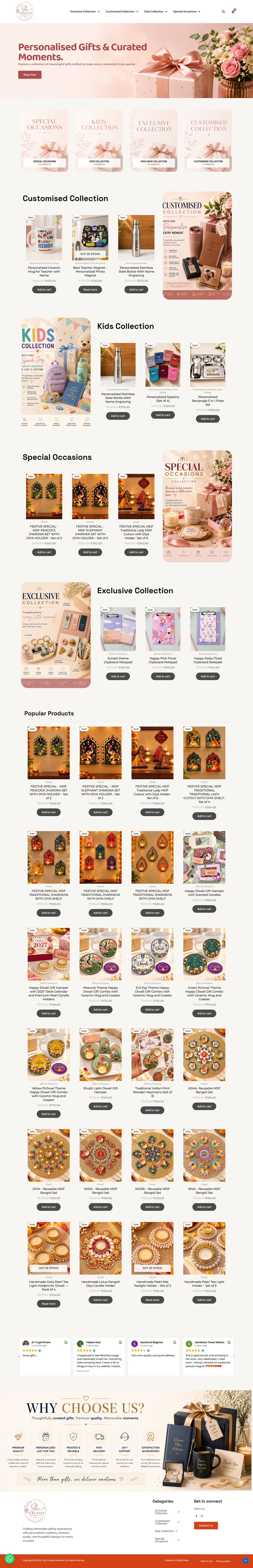 She Creates Moments website preview